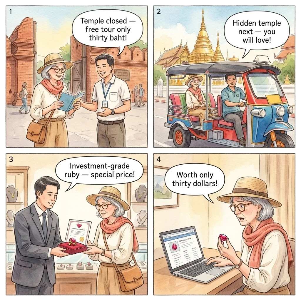Tuk-Tuk Gem Shop Tour — comic illustration