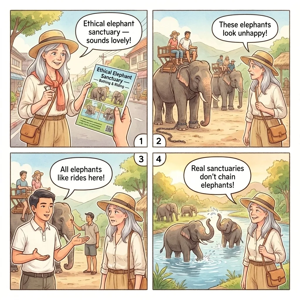 Fake Elephant Sanctuary — comic illustration