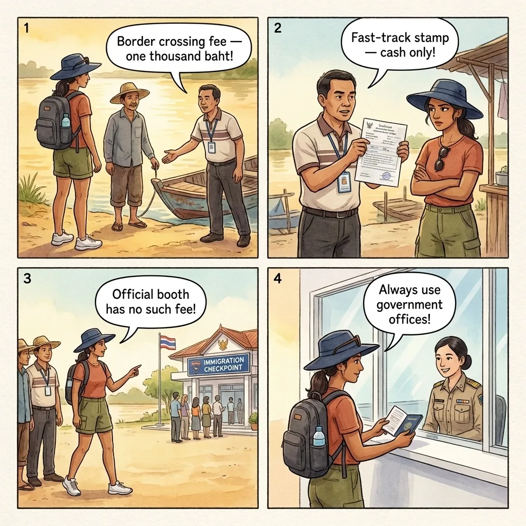 The Golden Triangle Border Crossing Scam — comic illustration