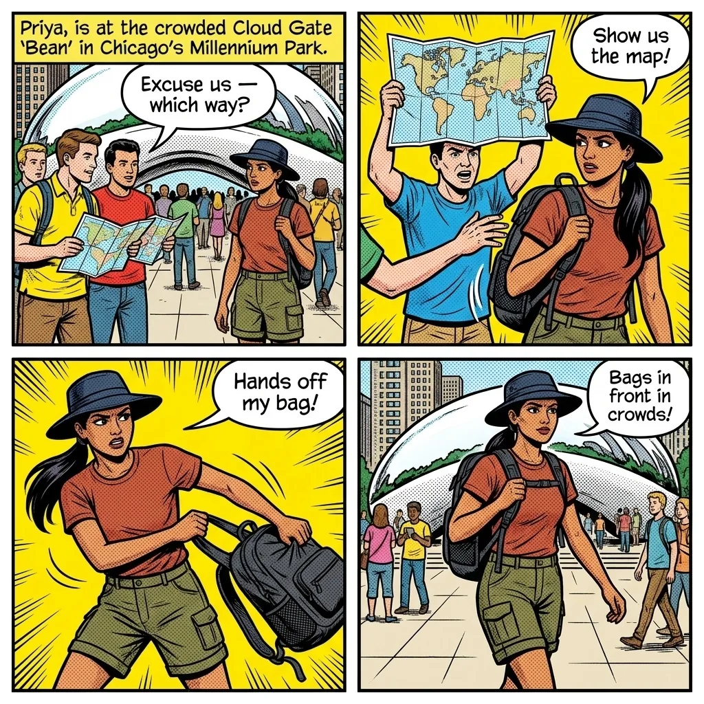 Magnificent Mile Pickpocketing — comic illustration