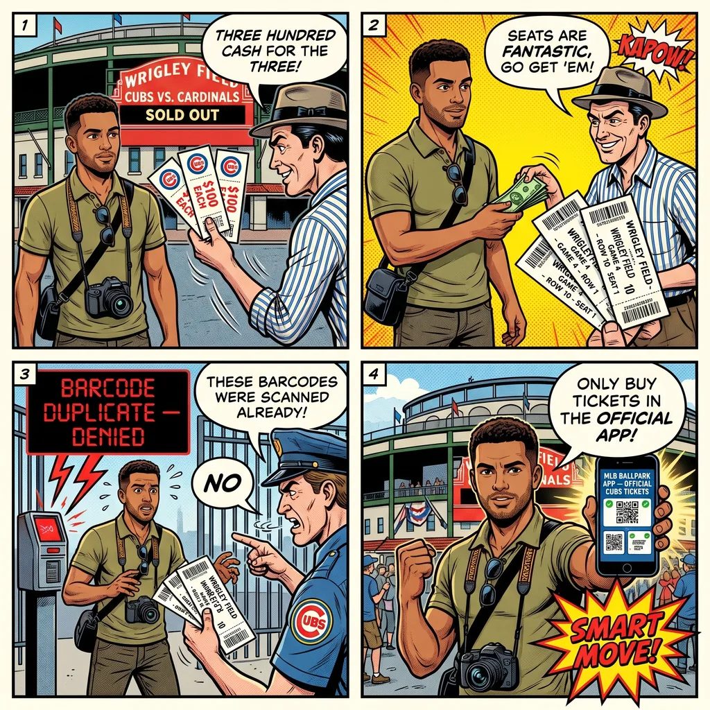 Navy Pier and Event Ticket Scam — comic illustration