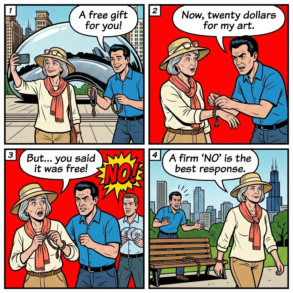 Friendship Bracelet and CD Force — comic illustration