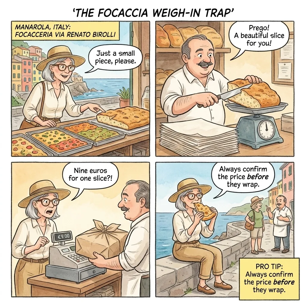 Focaccia-by-Weight Overcut — comic illustration