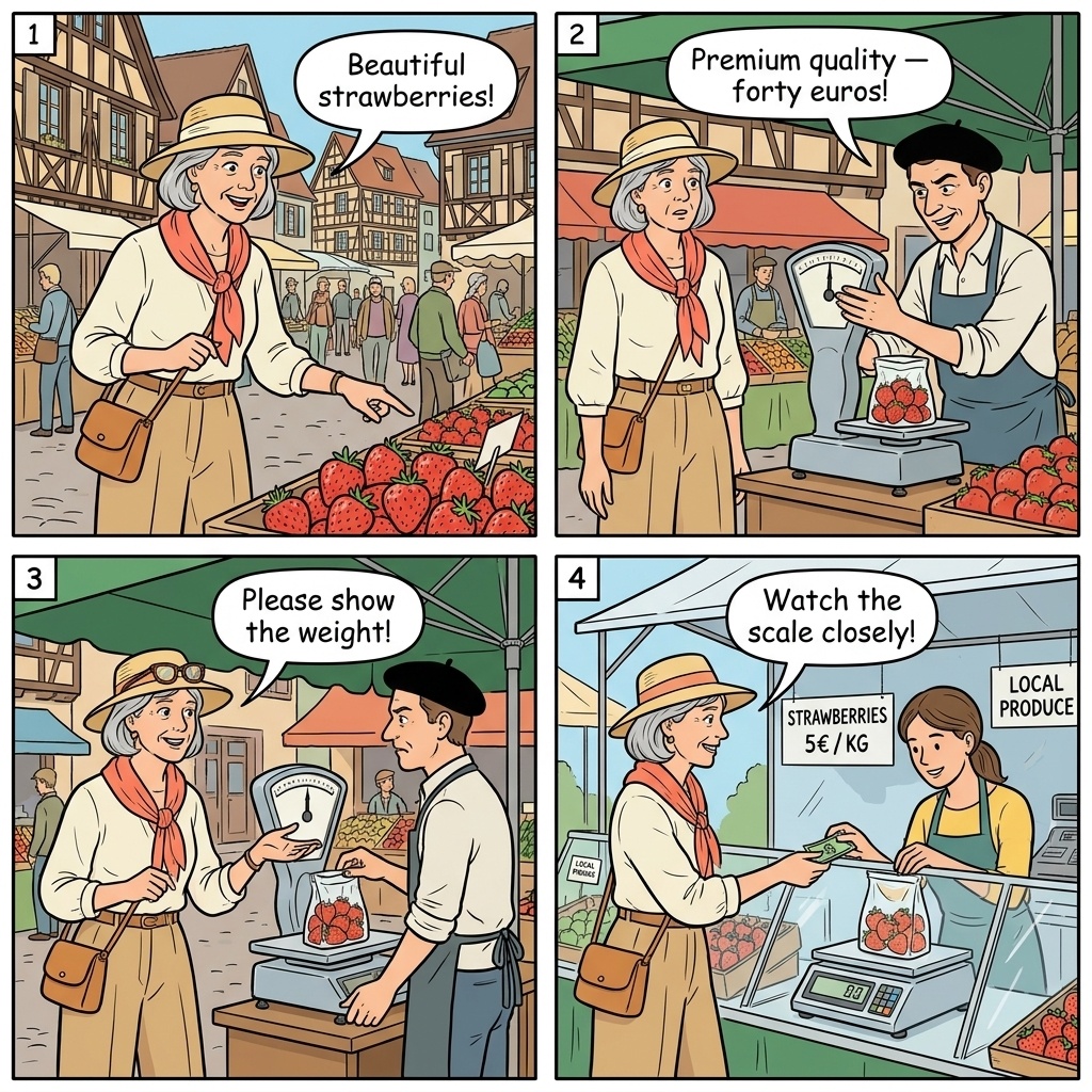 Christmas Market Pickpocketing — comic illustration