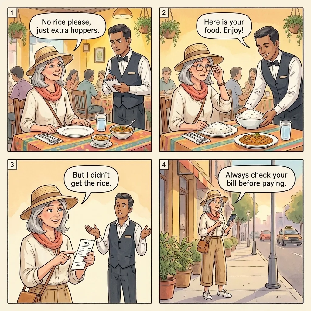 Restaurant Bill Padding — comic illustration