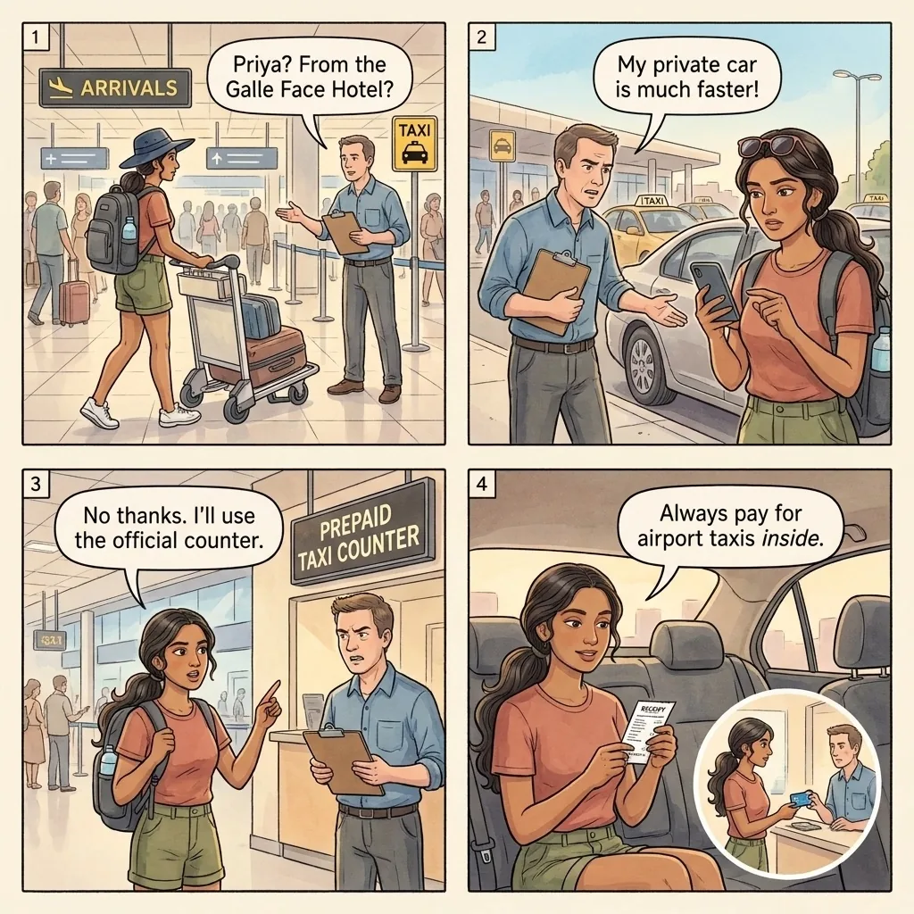 Overpriced Airport Transfer Touts — comic illustration