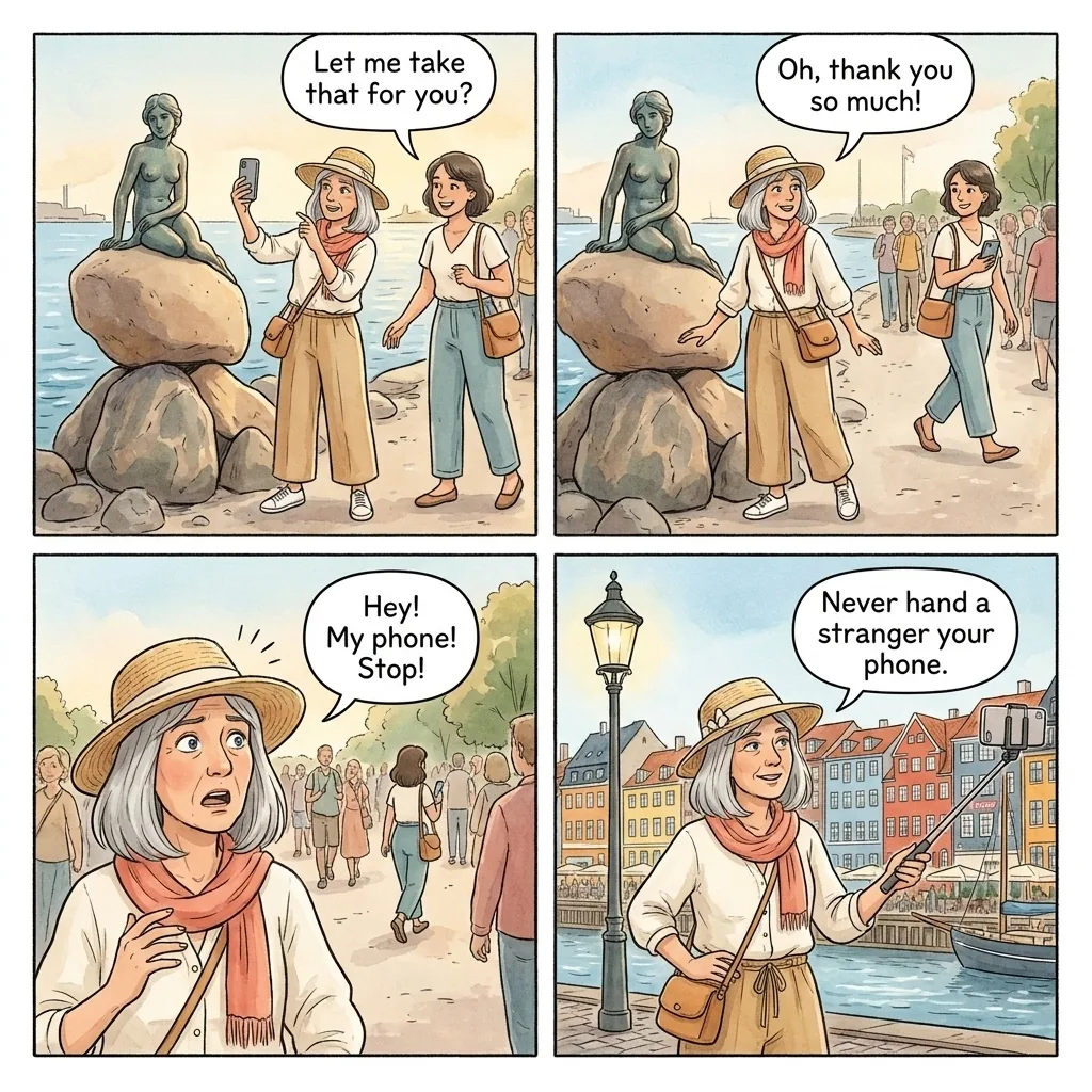 The Little Mermaid 'Take Your Photo' Phone Snatch — comic illustration