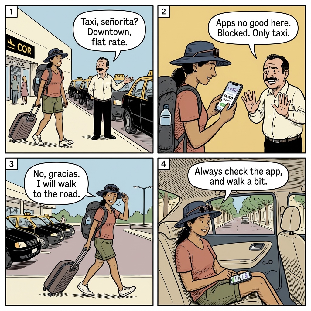 COR Airport Taxi Mafia & Rideshare Blocking — comic illustration
