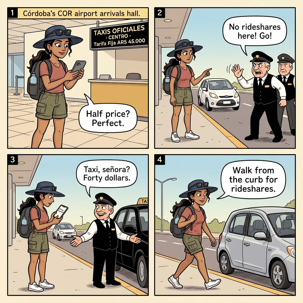 COR Airport Taxi Mafia & Rideshare Blocking — comic illustration