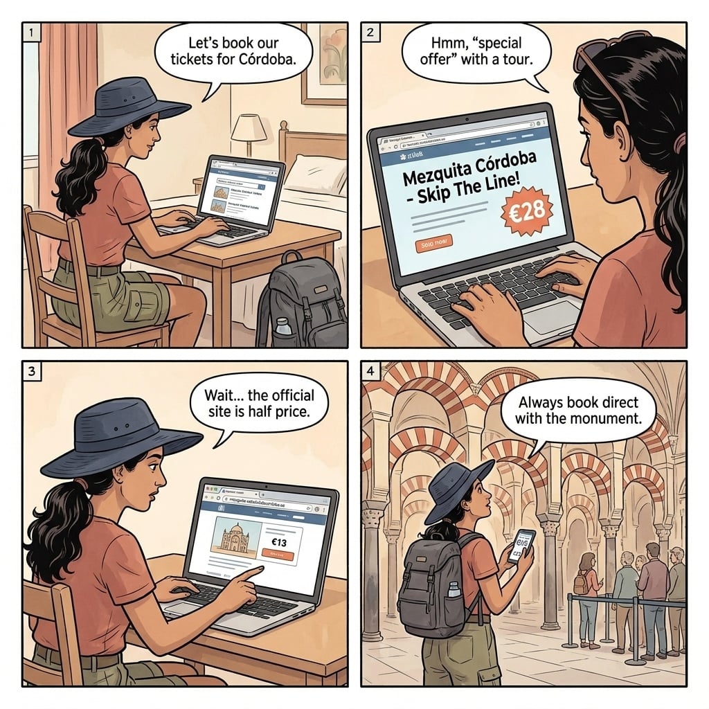 Fake Mezquita-Catedral Ticket Websites — comic illustration