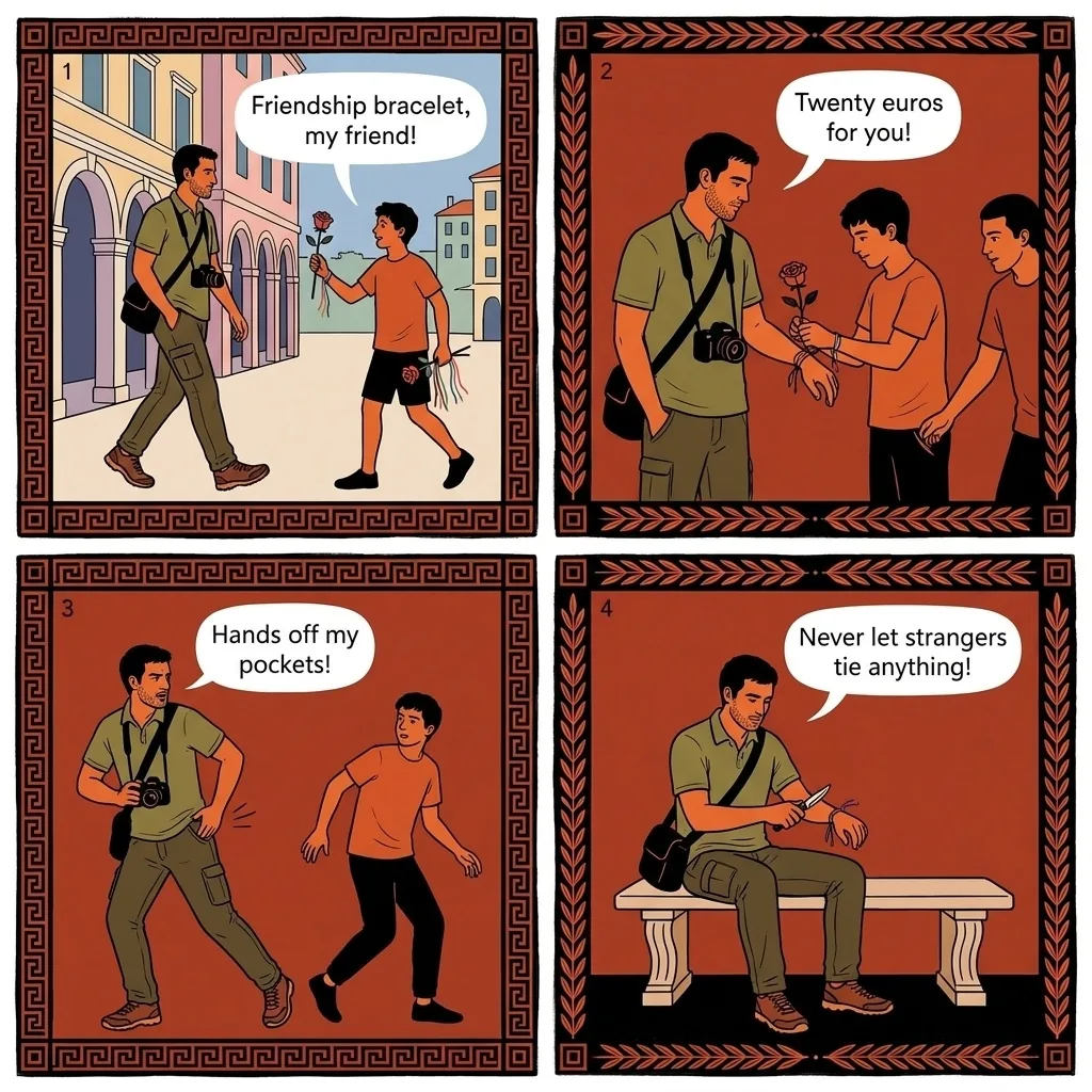 Spianada & Liston Bracelet & Rose Distraction Pickpocket — comic illustration