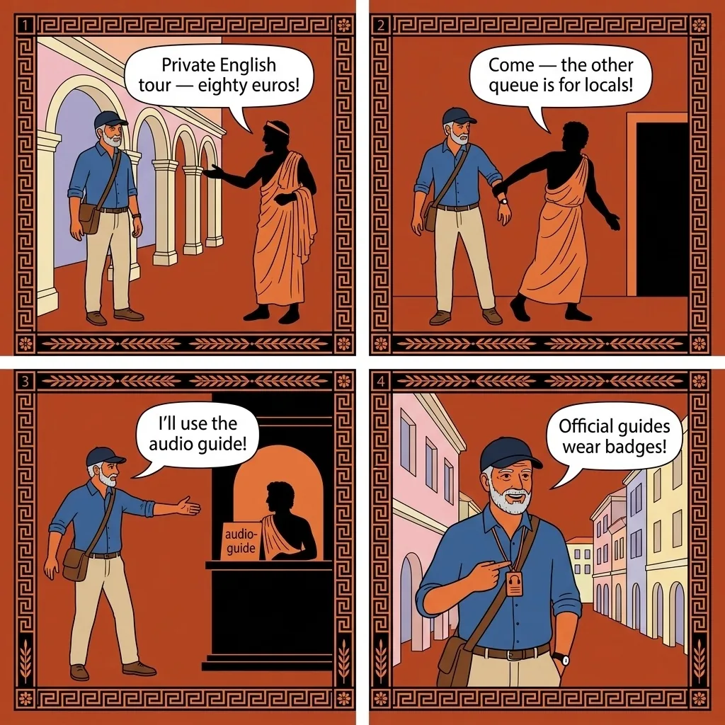 Achilleion, Kanoni, & Sissi Palace Tour Package Markup — comic illustration