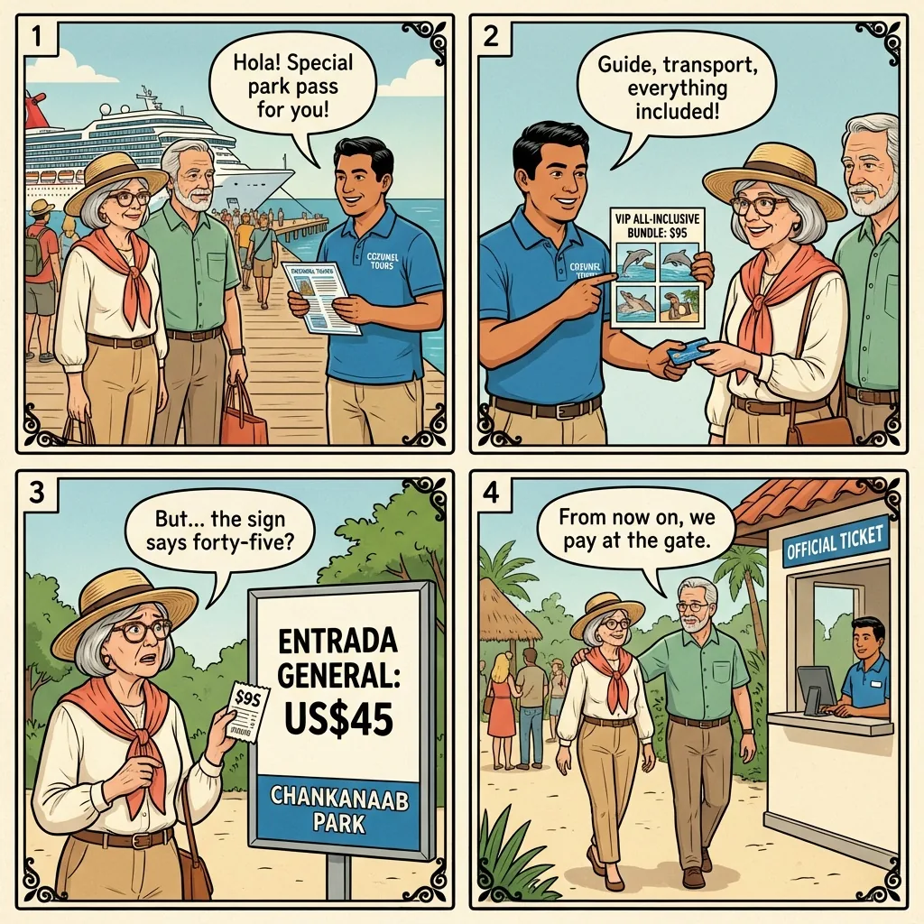 Chankanaab Park Entry-Pass Padding — comic illustration