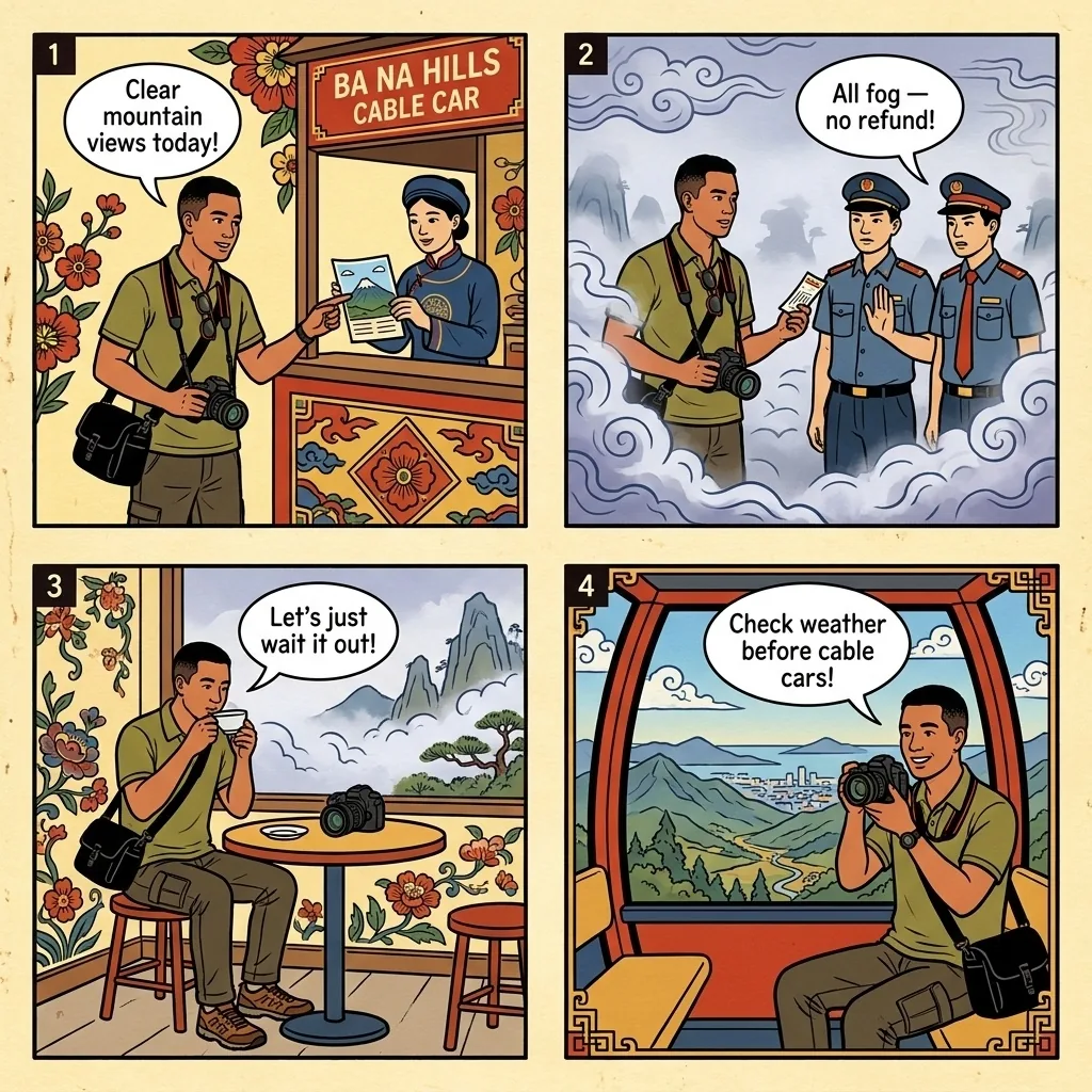 Ba Na Hills Cable Car Winter / 'Ruined My Trip' Scam — comic illustration