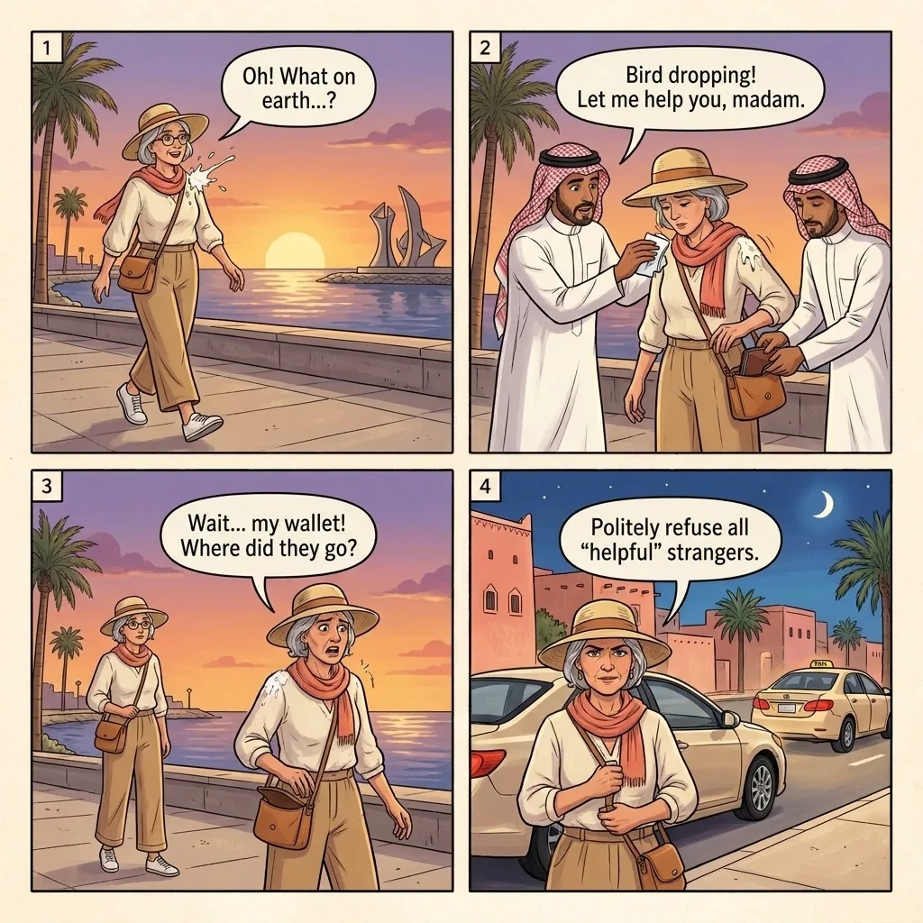 The Bird Dropping Distraction — comic illustration