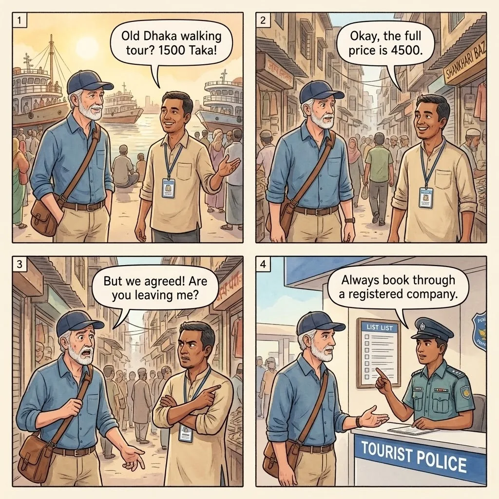 The Sadarghat Guide Mid-Trip Price Hike — comic illustration