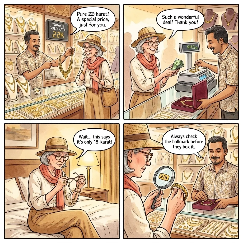 The Deira Gold Souk Weight Bait-and-Switch — comic illustration