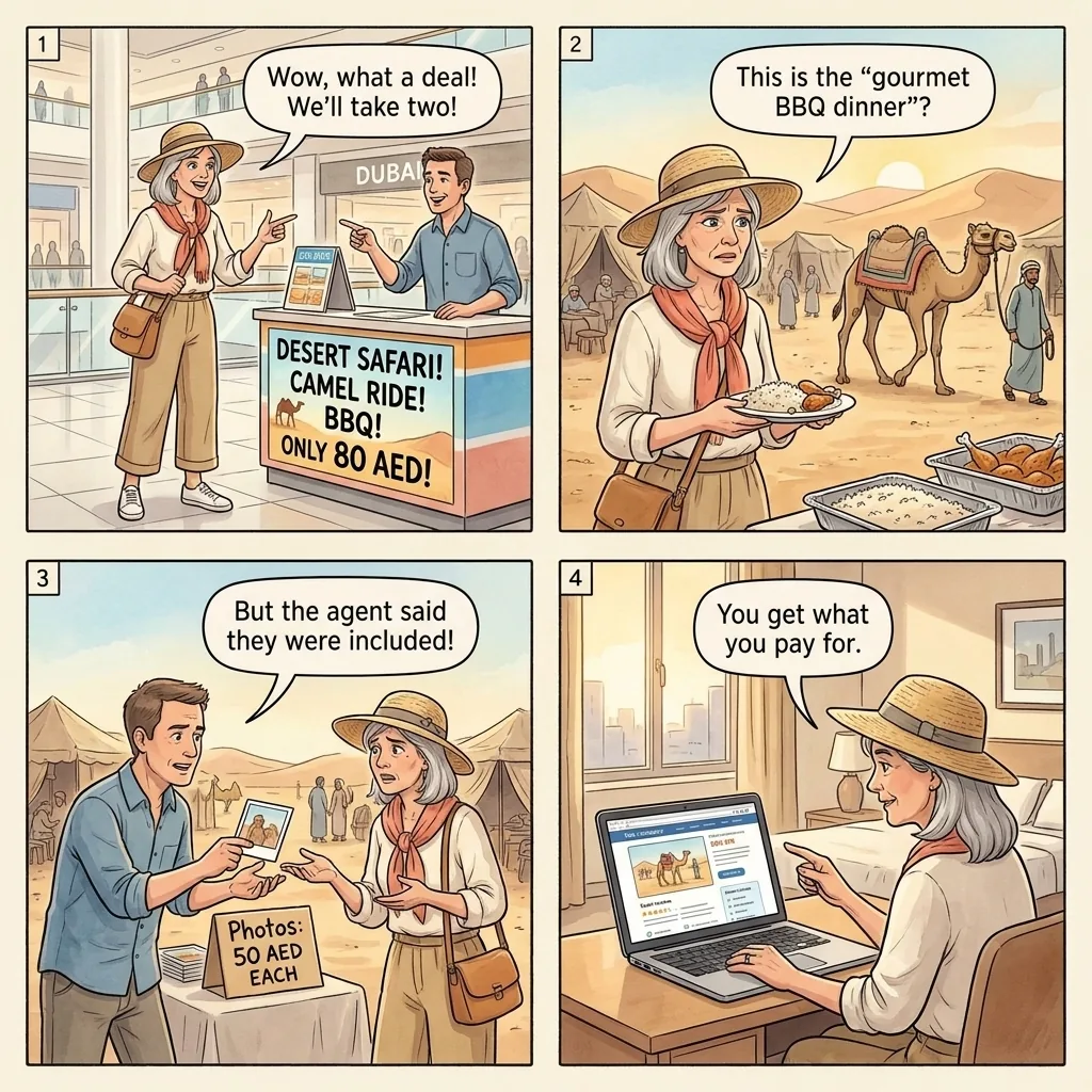 The Desert-Safari Middleman Underdeliver — comic illustration