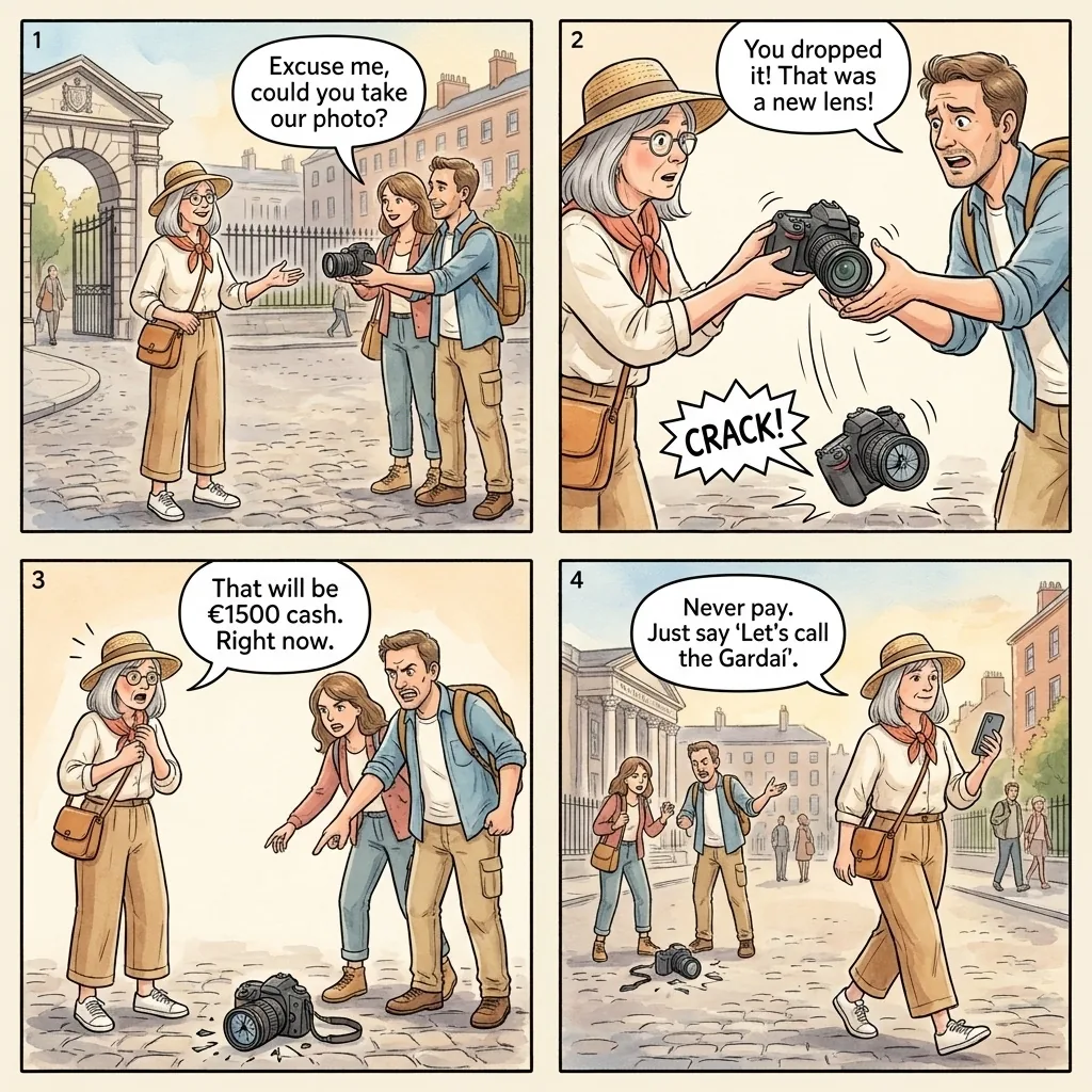 The Temple Bar 'Take My Photo' Camera Drop — comic illustration