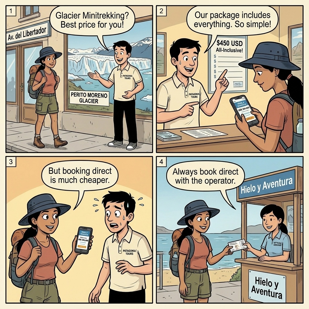 Perito Moreno Tour-Company Subcontracting & Bait-and-Switch — comic illustration