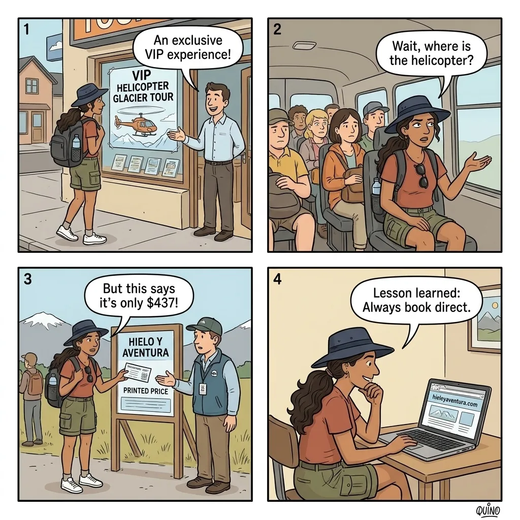 Perito Moreno Tour-Company Subcontracting & Bait-and-Switch — comic illustration