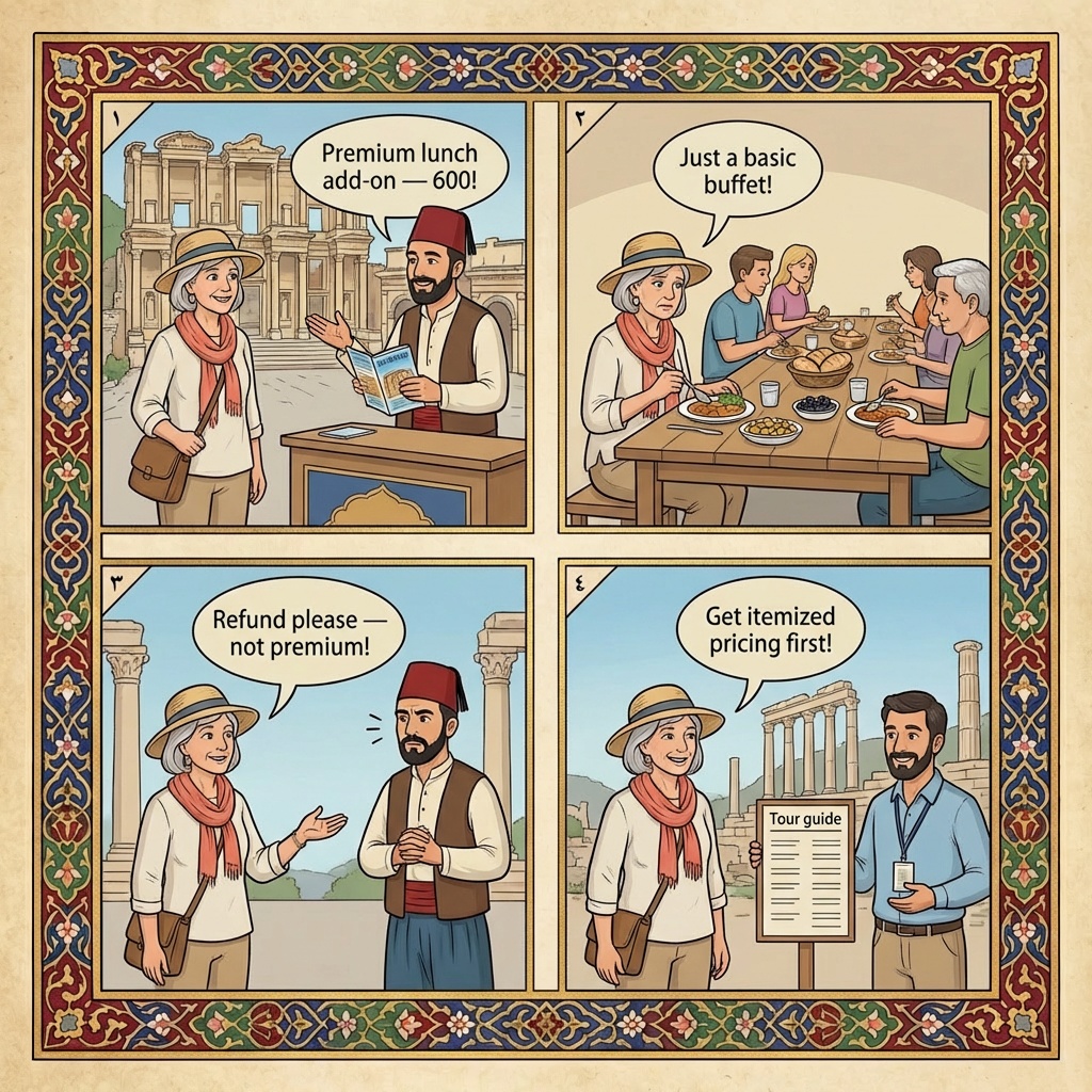 House of the Virgin Mary Tour Bundle Upsell — comic illustration