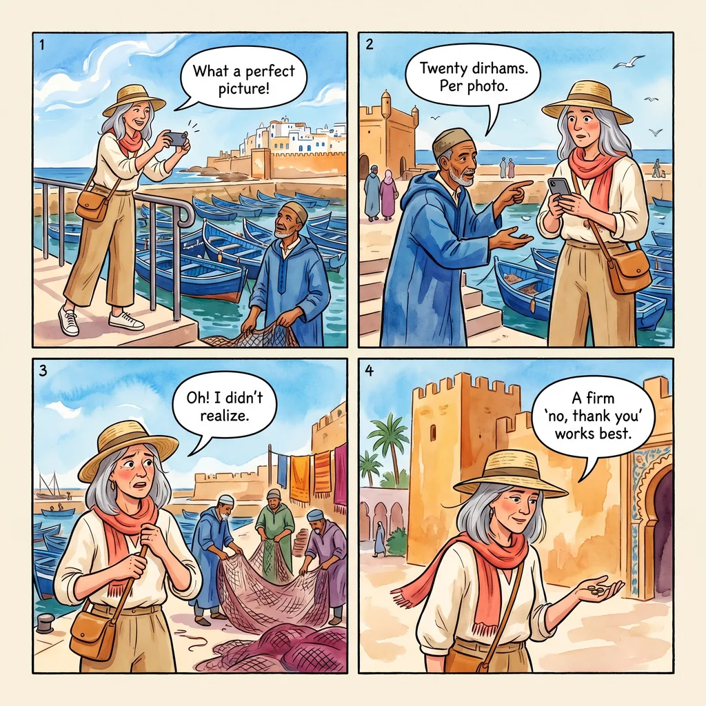 Skala du Port Fishermen Photo Demand — comic illustration