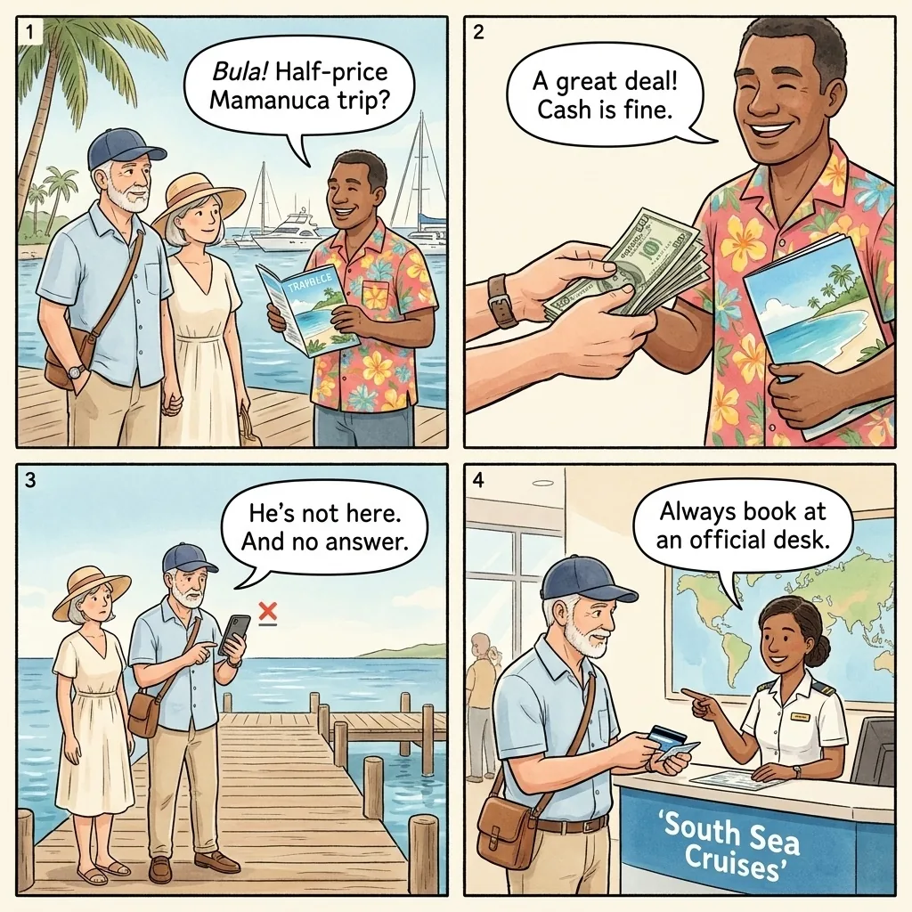 The Port Denarau 'Half-Price Mamanuca' Vanish — comic illustration