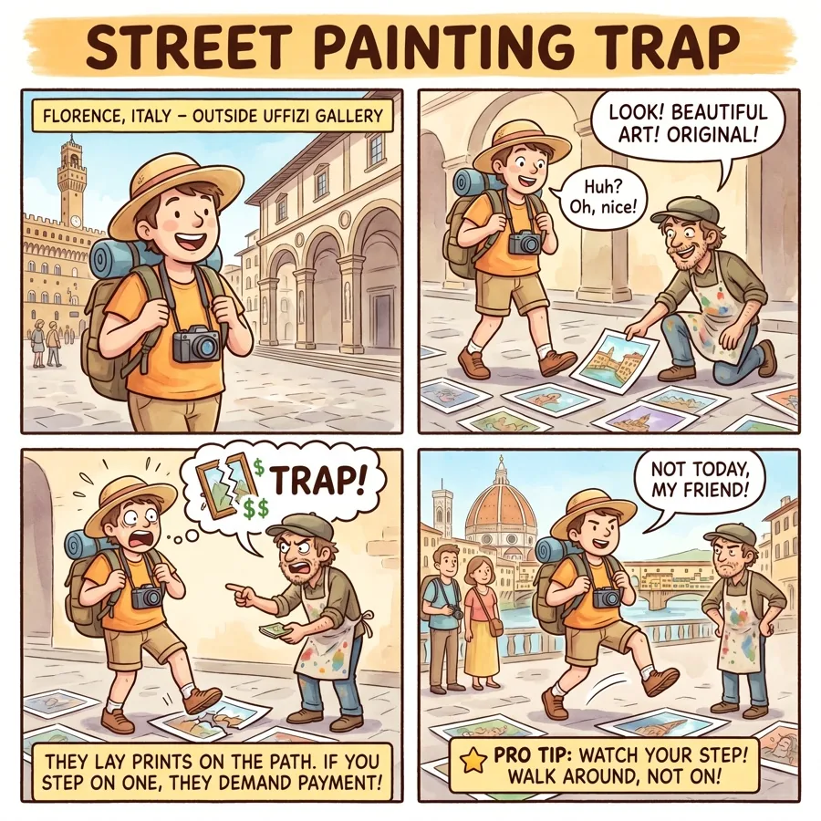 Street Painting Trap — comic illustration
