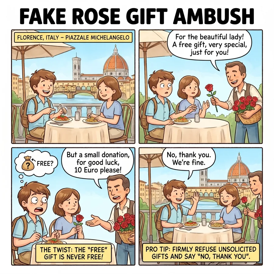 Fake Rose Gift Ambush — comic illustration