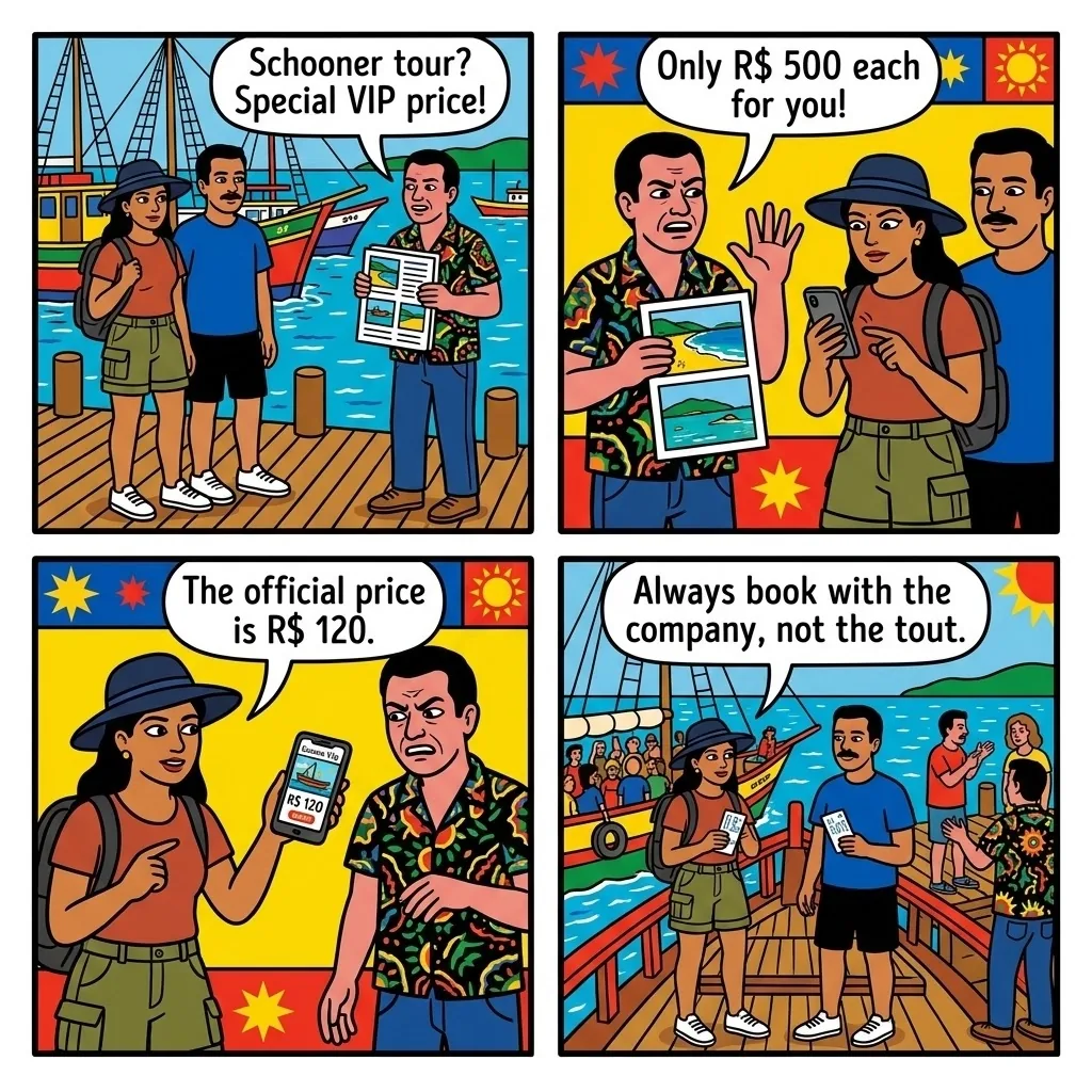 The Ilha do Campeche Schooner — comic illustration