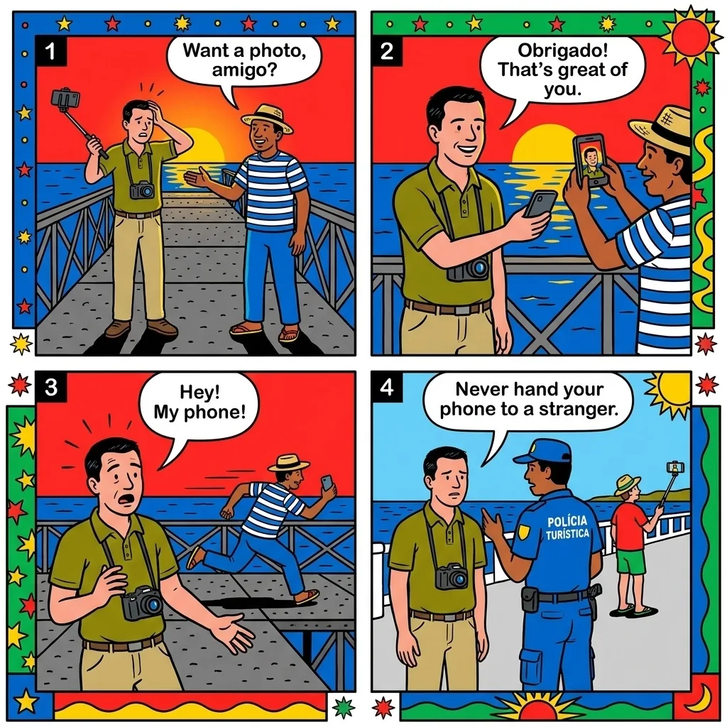 The Beira Mar Photo Snatch — comic illustration
