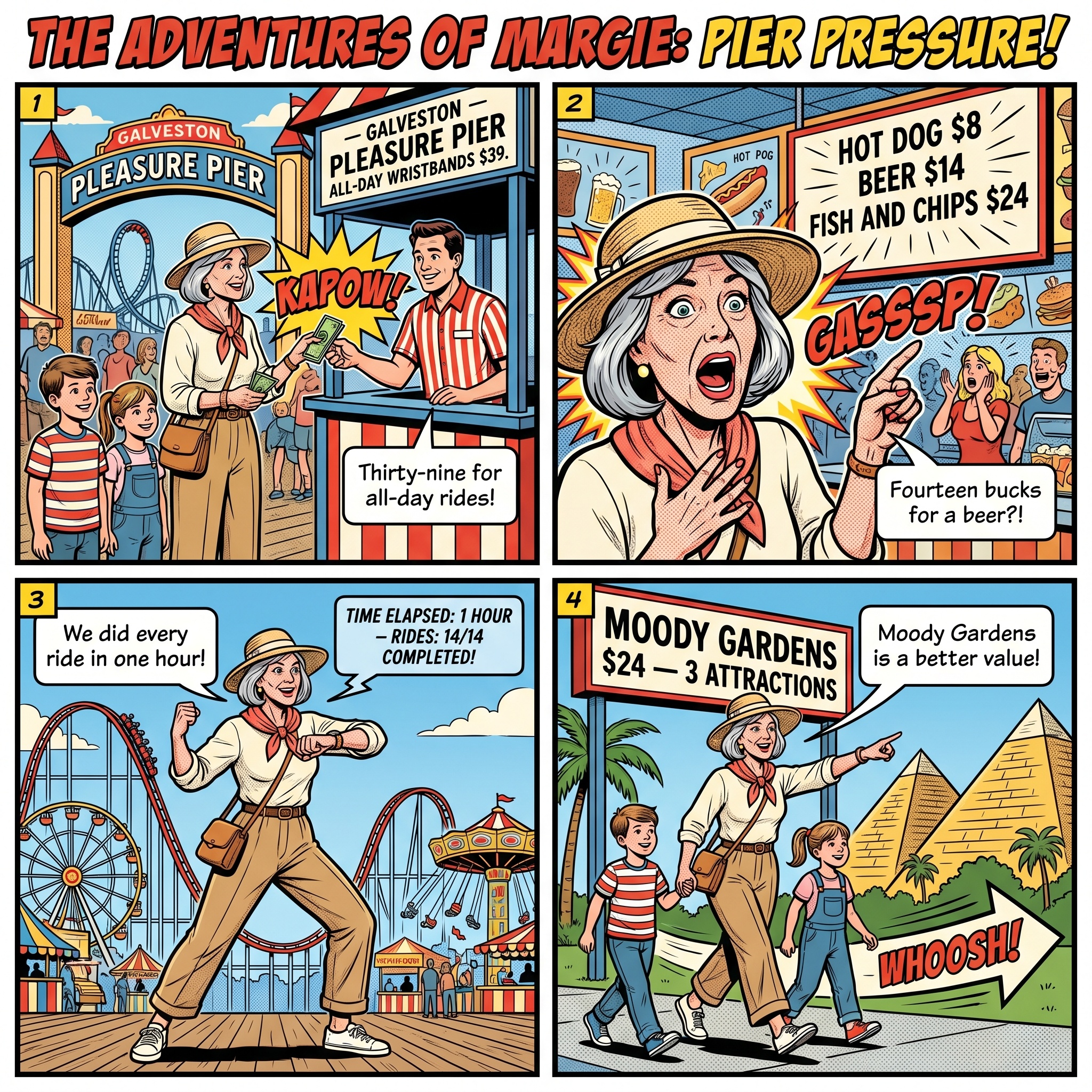 Galveston Pleasure Pier Tourist Trap Overcharge — comic illustration