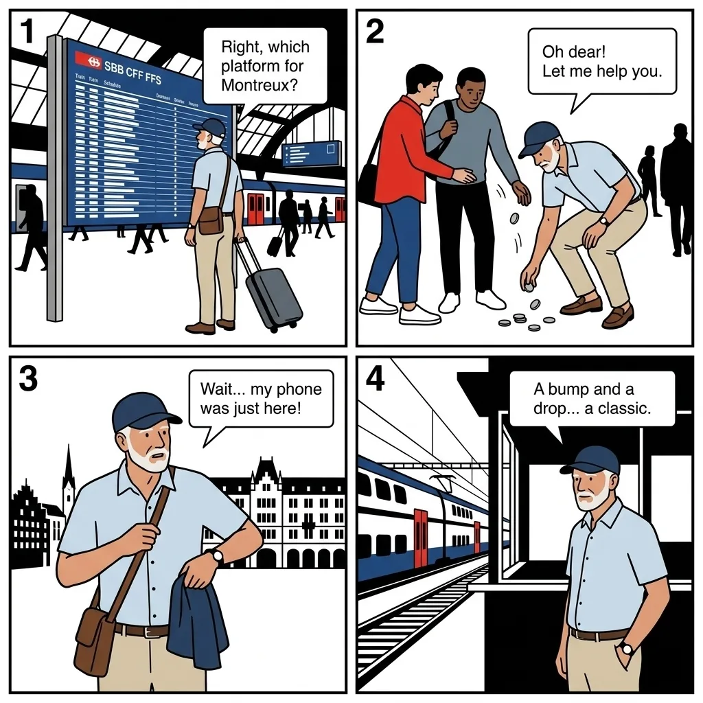 The Cornavin Station Pickpocket — comic illustration