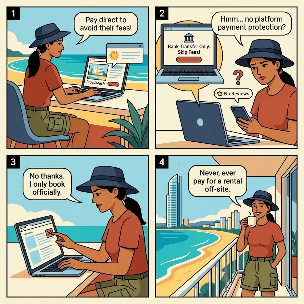 Fake Short-Stay Apartment Listing — comic illustration