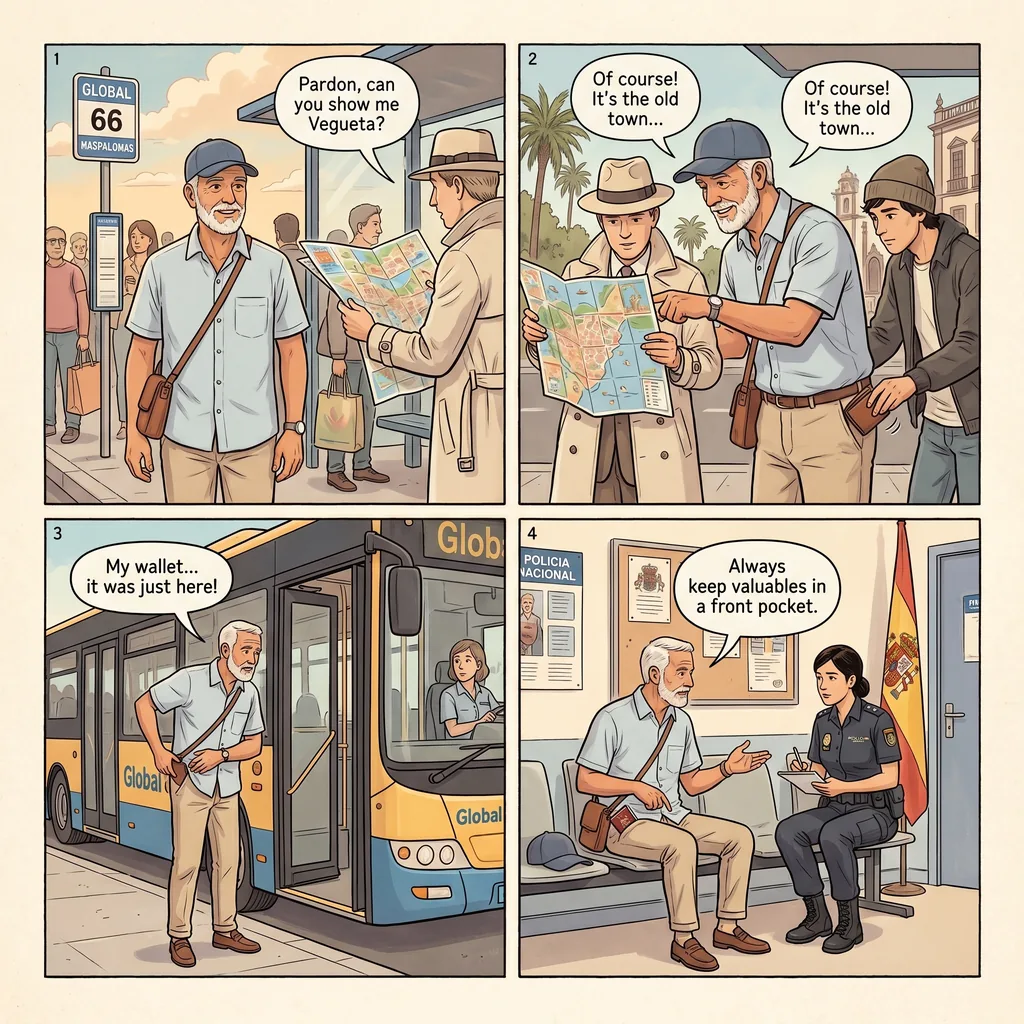 Las Palmas & Maspalomas Pickpockets — comic illustration