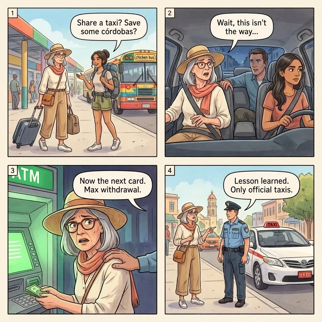 The Granada Bus-Terminal Shared-Taxi Express Kidnapping — comic illustration