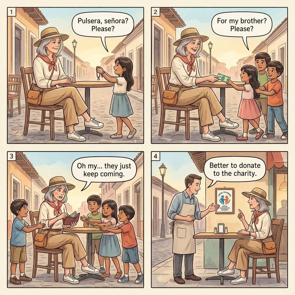 The Calle La Calzada Child-Begging Ring — comic illustration