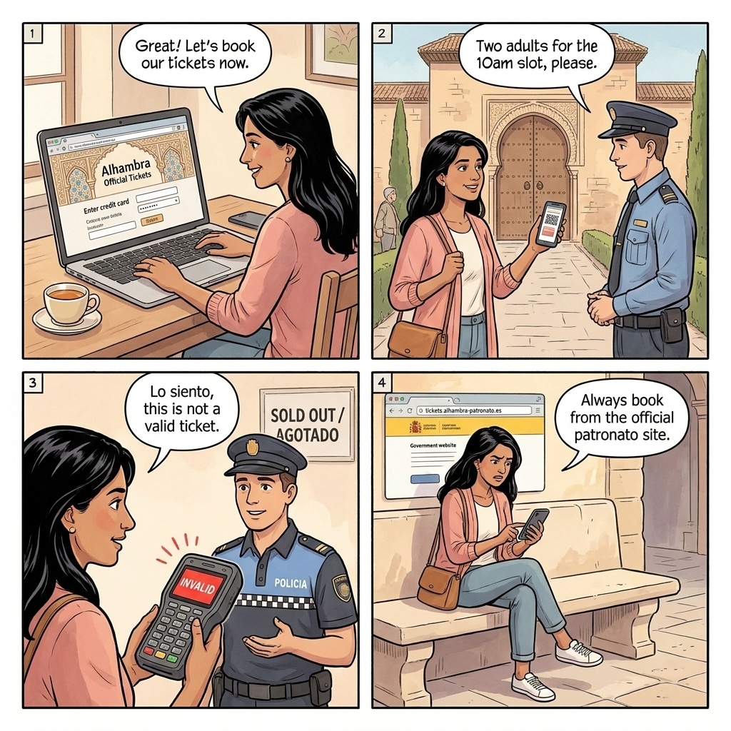 Fake Alhambra Ticket Websites — comic illustration