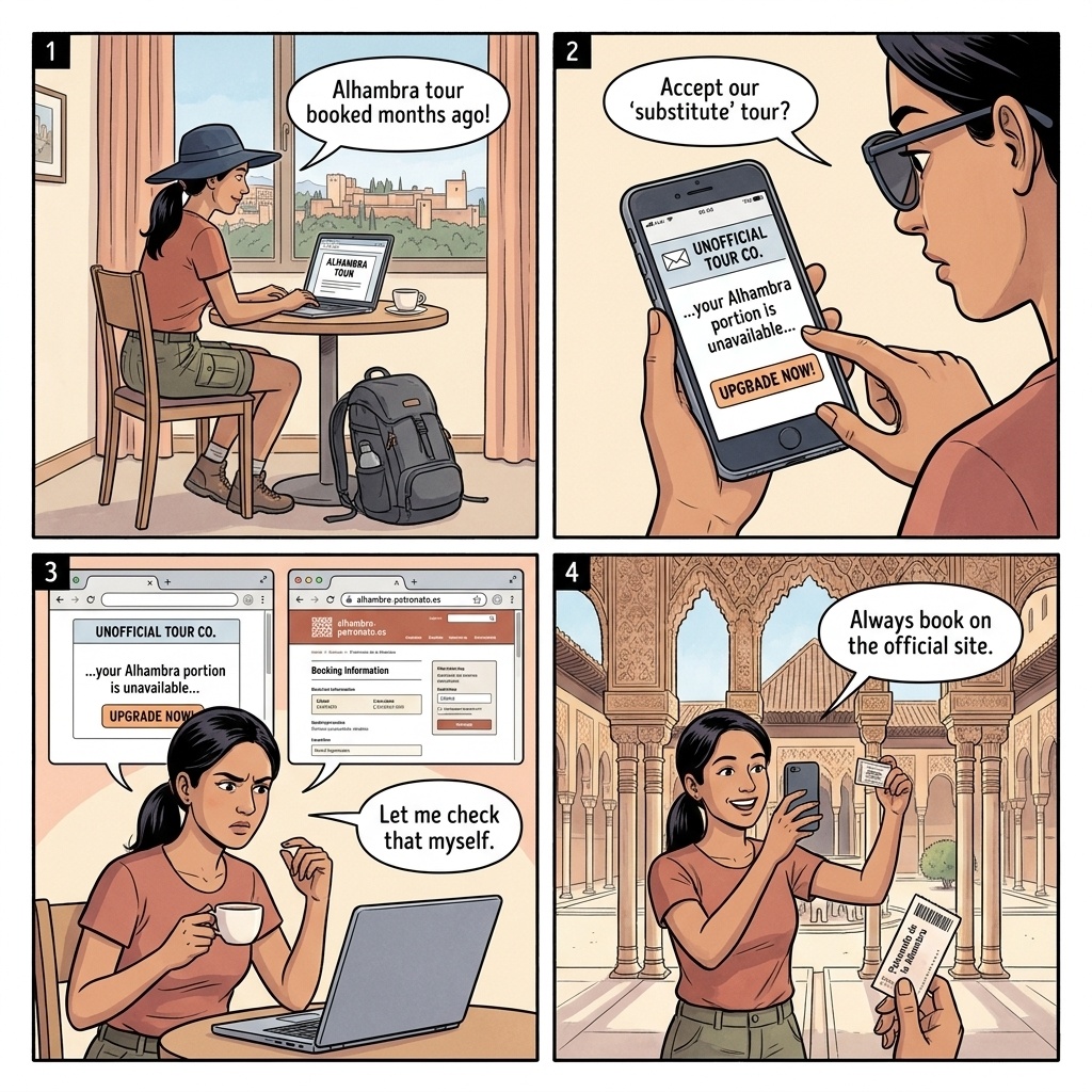 Alhambra Unofficial 'Guided Tour' Resellers — comic illustration