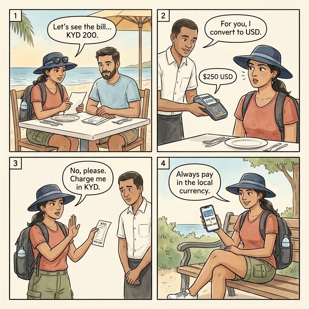 The Ritz-Carlton USD-KYD DCC Markup — comic illustration