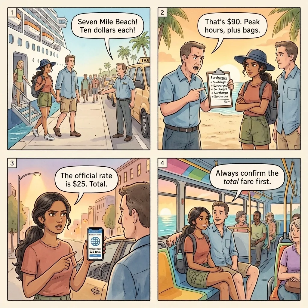 The George Town Cruise-Port Taxi Quote — comic illustration