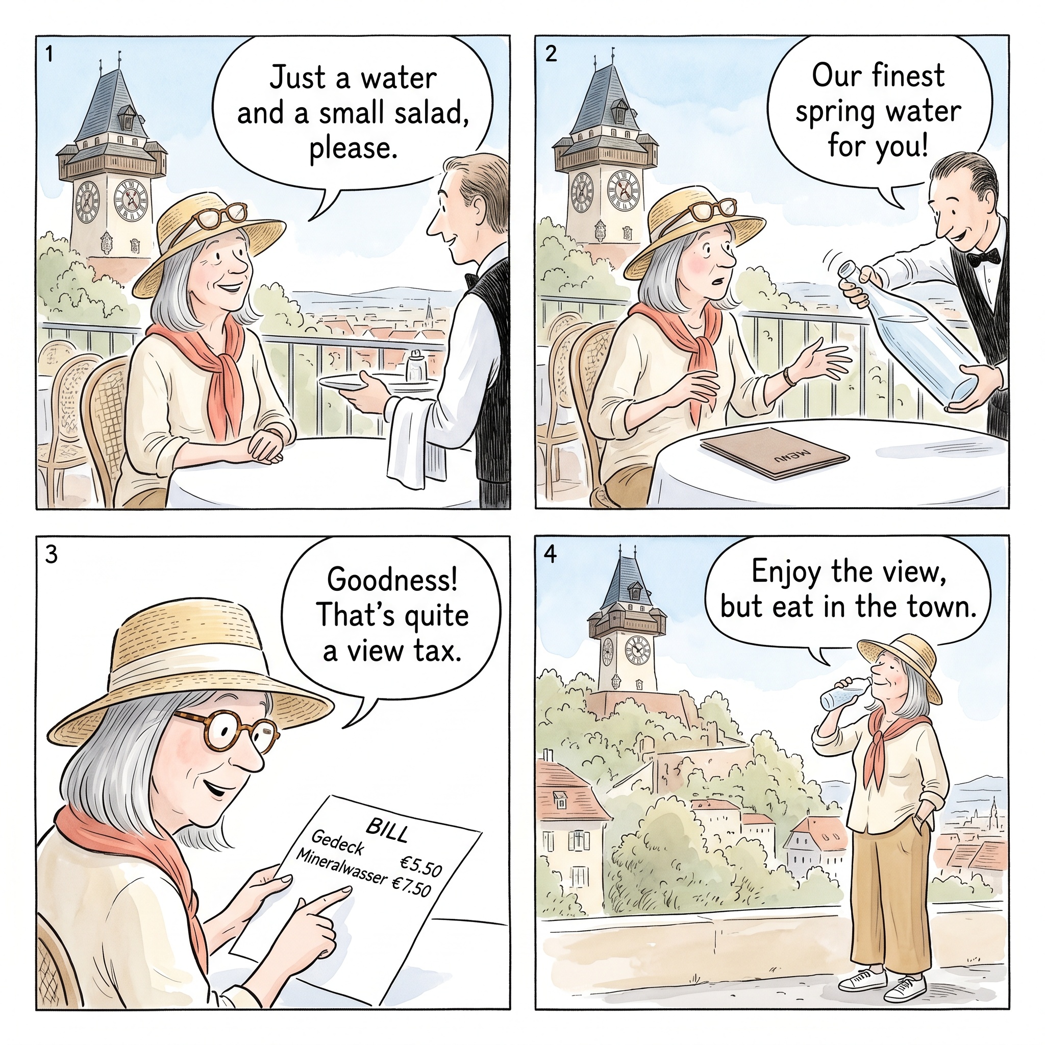 Schlossberg View-Tax Restaurant Markup — comic illustration