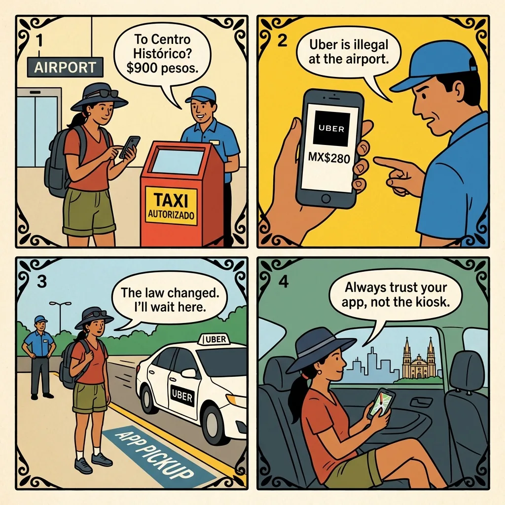 GDL Airport Taxi-Mafia Blockade — comic illustration