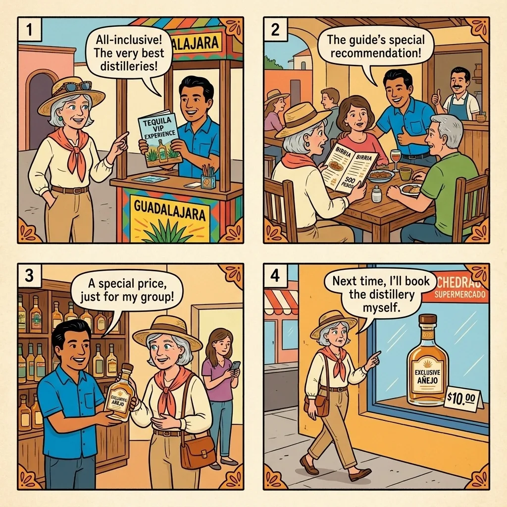 Tequila Town Day-Trip Kickback Trap — comic illustration