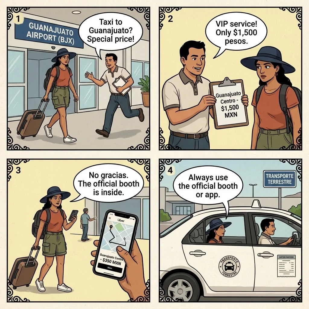 BJX Airport Transit Taxi Overcharge — comic illustration