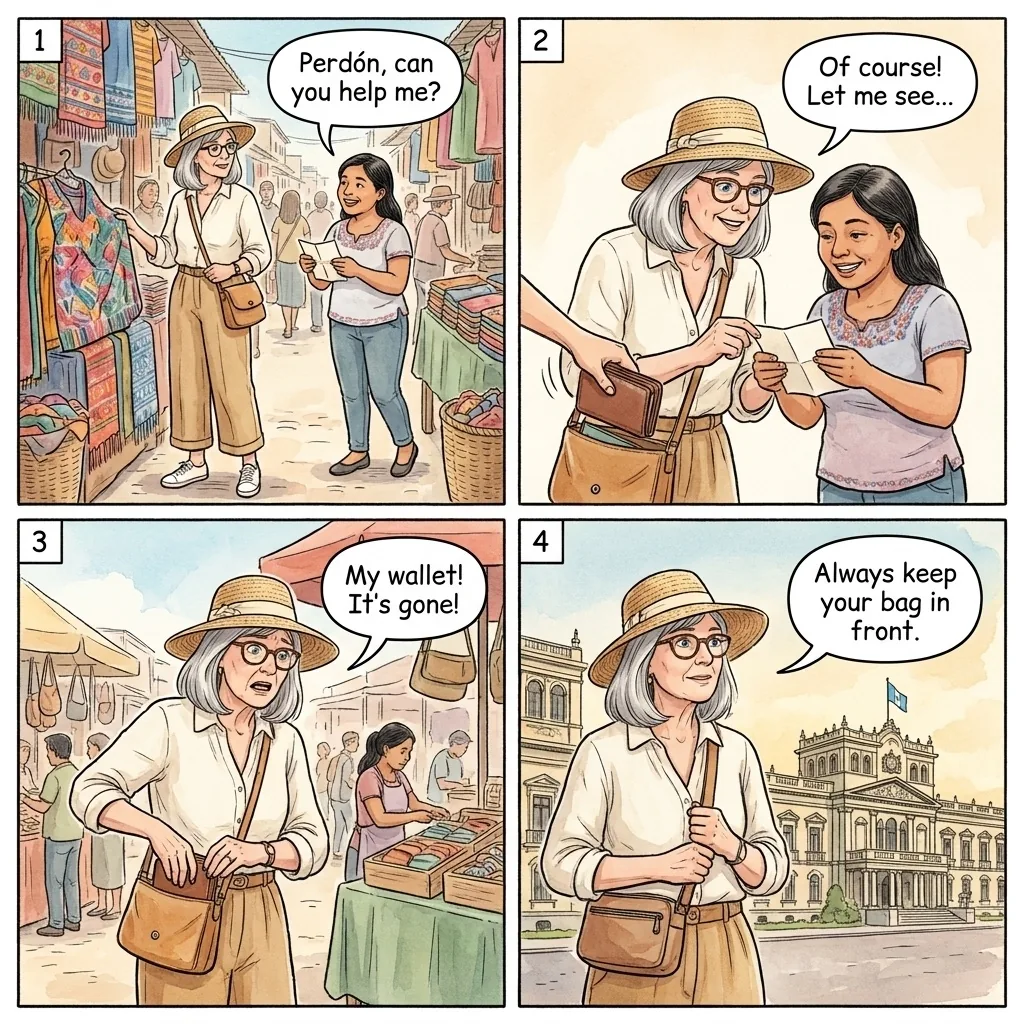Zone 1 Market Pickpocket Operation — comic illustration