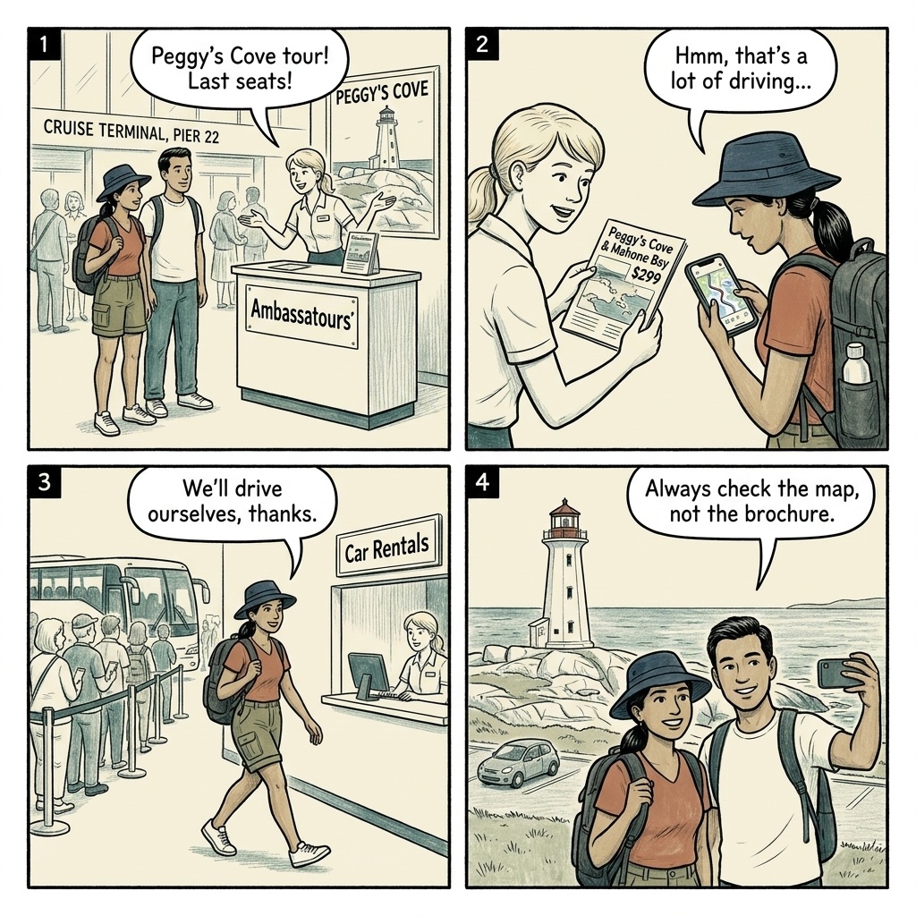 Halifax Cruise-Day Shore Excursion Markups — comic illustration