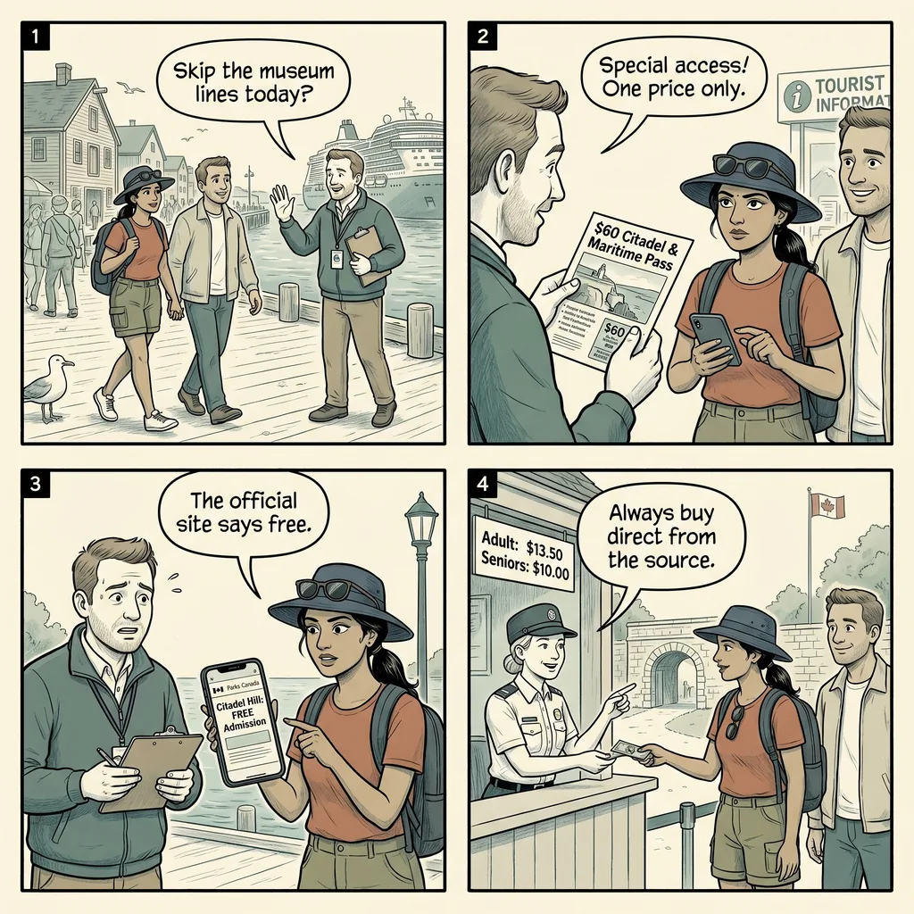 Maritime Museum & Citadel Hill 'Skip-the-Line' Tout Pressure — comic illustration