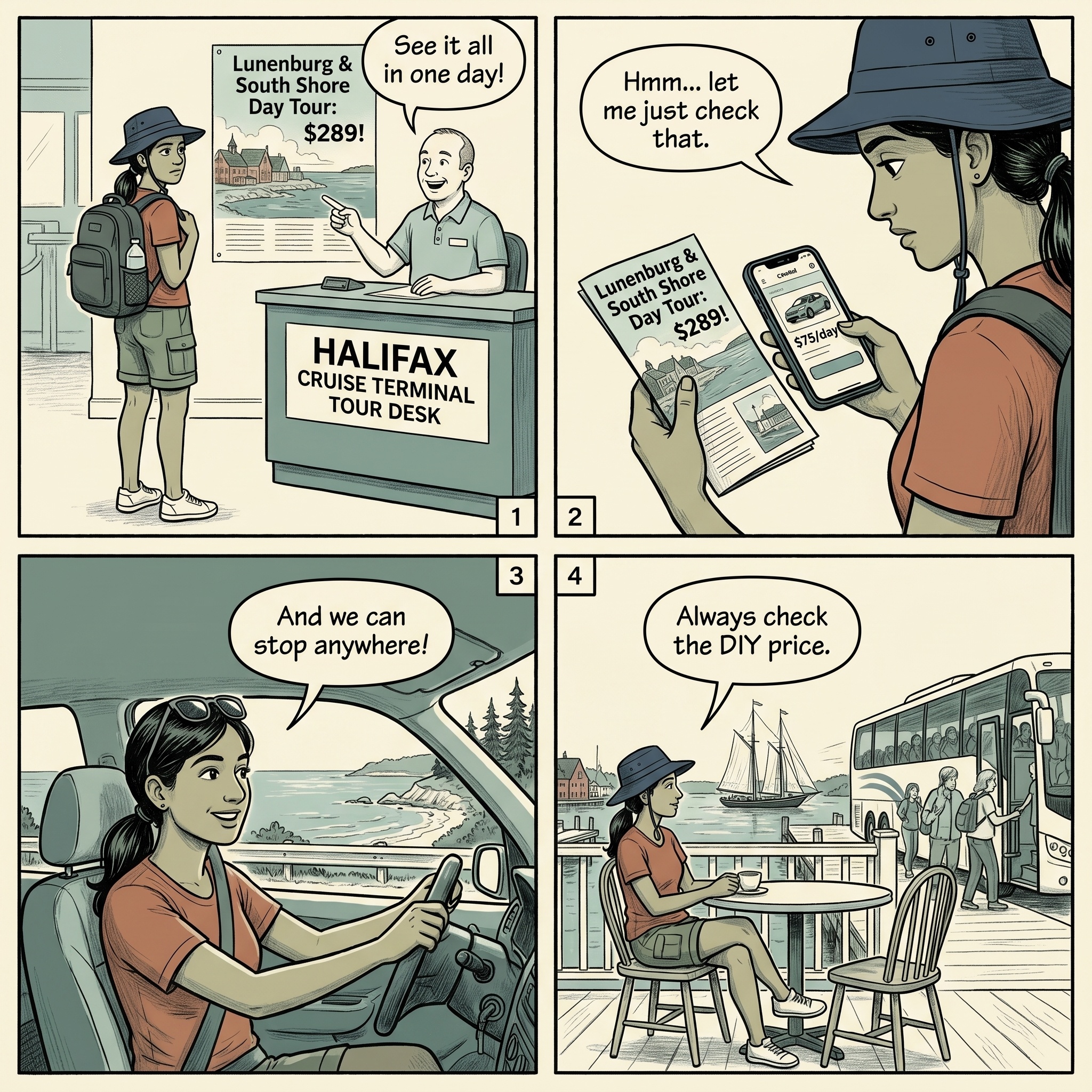 Lunenburg & South Shore Tour Bundle Reseller Markups — comic illustration